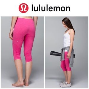 Lululemon In The Flow Crop Seamless Pink Legging 8